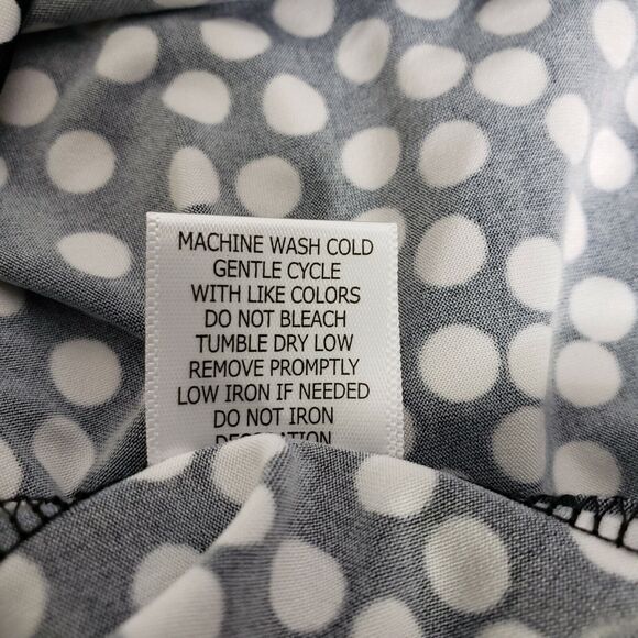 Studio Works Womens Top Medium Sleeveless Tank Black White Polka Dot Keyholes - Picture 10 of 10